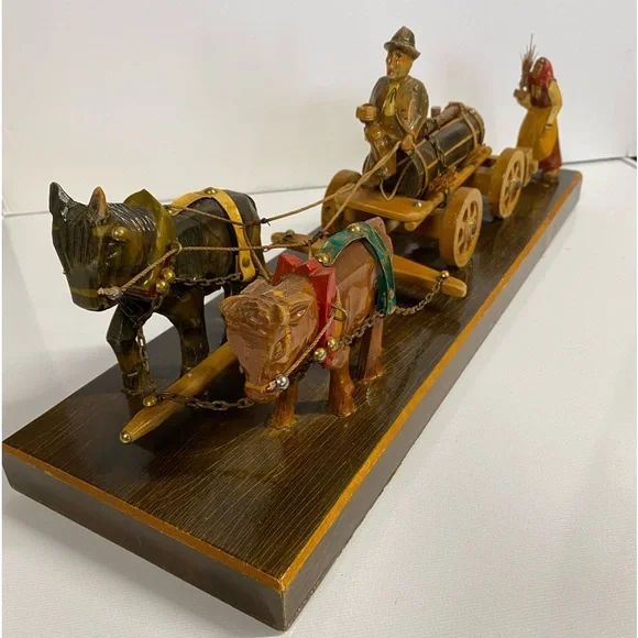Rhon Sepp German Hand Carved Carriage Scene. Rare. Vintage 60’s or older.
